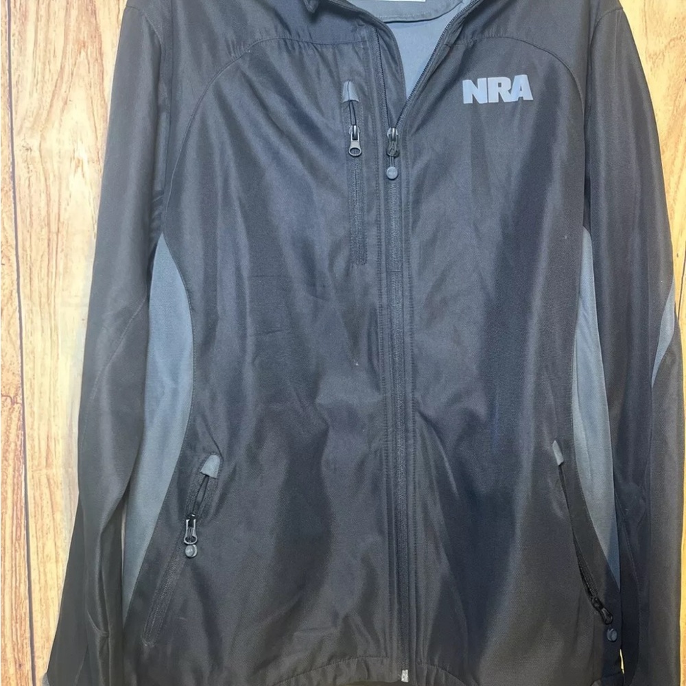 Men's NRA Black Windbreaker Jacket Size Large National Rifle